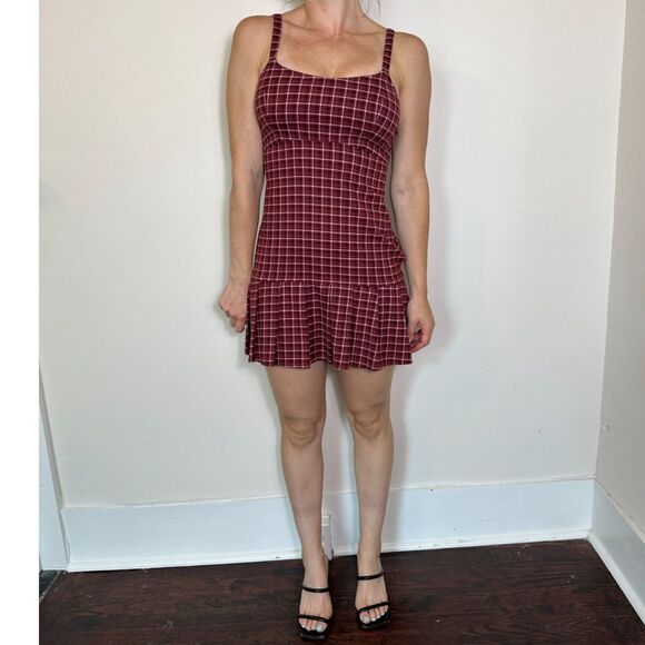 Hollister Red Plaid Preppy Mini Dress Size Small - Picture 1 of 4